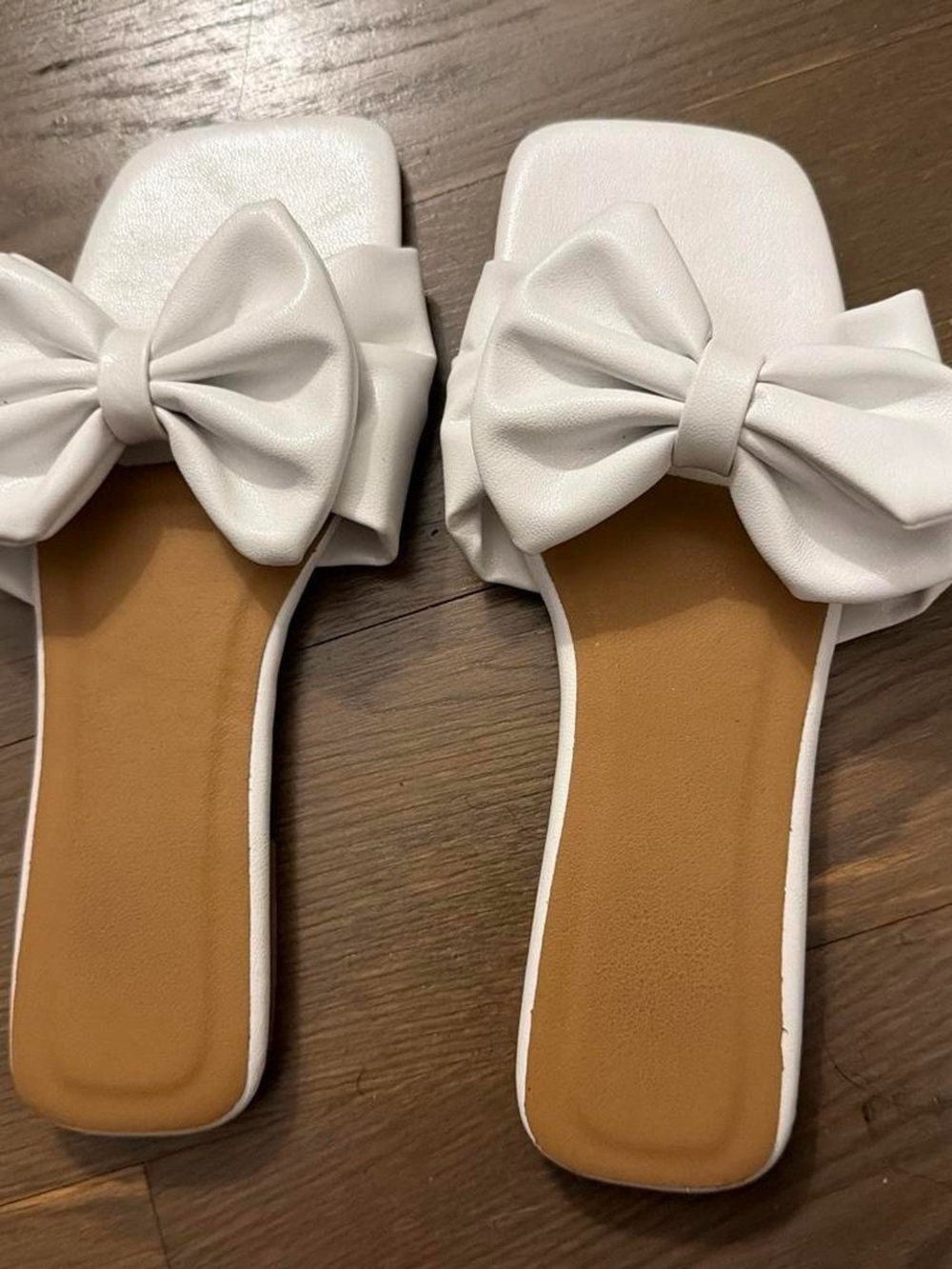 Amazon White Bow Slide Sandals for Women